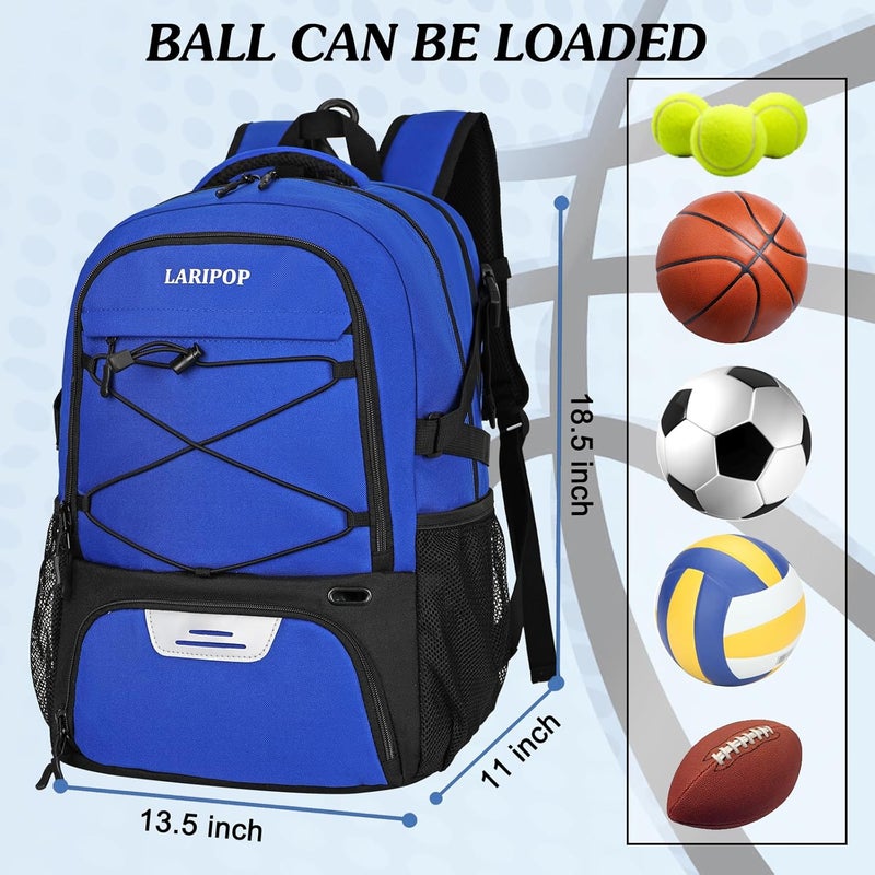 LARIPOP Basketball Backpack, Large Sports Bag with Ball Holder & Shoes Compartment, Basketball Bag for Soccer,Volleyball, - Image 5